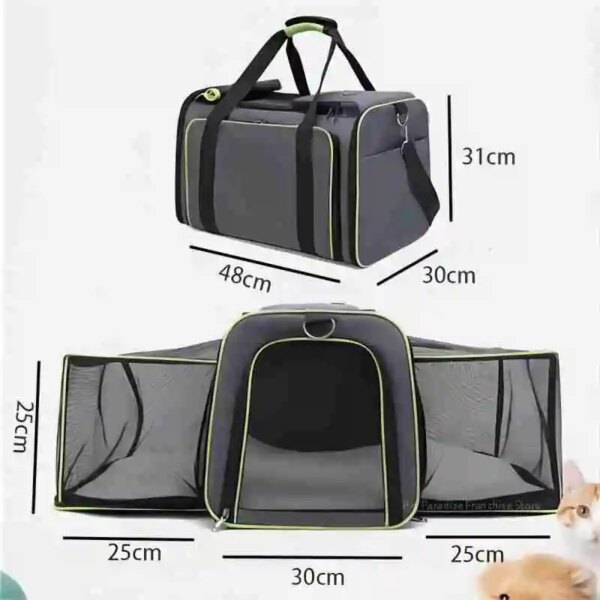 Large Capacity carrier Cat Pet Airlines approved reflective tape Cat Travel Bag expandable Foldable soft dog carrier - Image 6