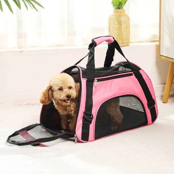 Cat Bags Portable Dog Carrier Bag Mesh Breathable Foldable Cats Carrier Bag Travel Breathable Transport Handbag - Image 3