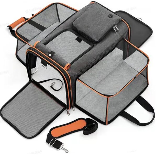 Large Capacity carrier Cat Pet Airlines approved reflective tape Cat Travel Bag expandable Foldable soft dog carrier - Image 3
