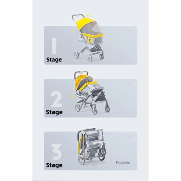 4-Wheel Foldable Pet Stroller for Small/Medium Dogs and Cats with Breathable and Visible Mesh for All-Season pet backpack - Image 3