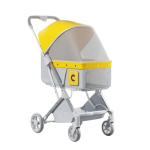 4-Wheel Foldable Pet Stroller for Small/Medium Dogs and Cats with Breathable and Visible Mesh for All-Season pet backpack