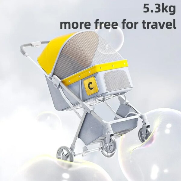 4-Wheel Foldable Pet Stroller for Small/Medium Dogs and Cats with Breathable and Visible Mesh for All-Season pet backpack - Image 2